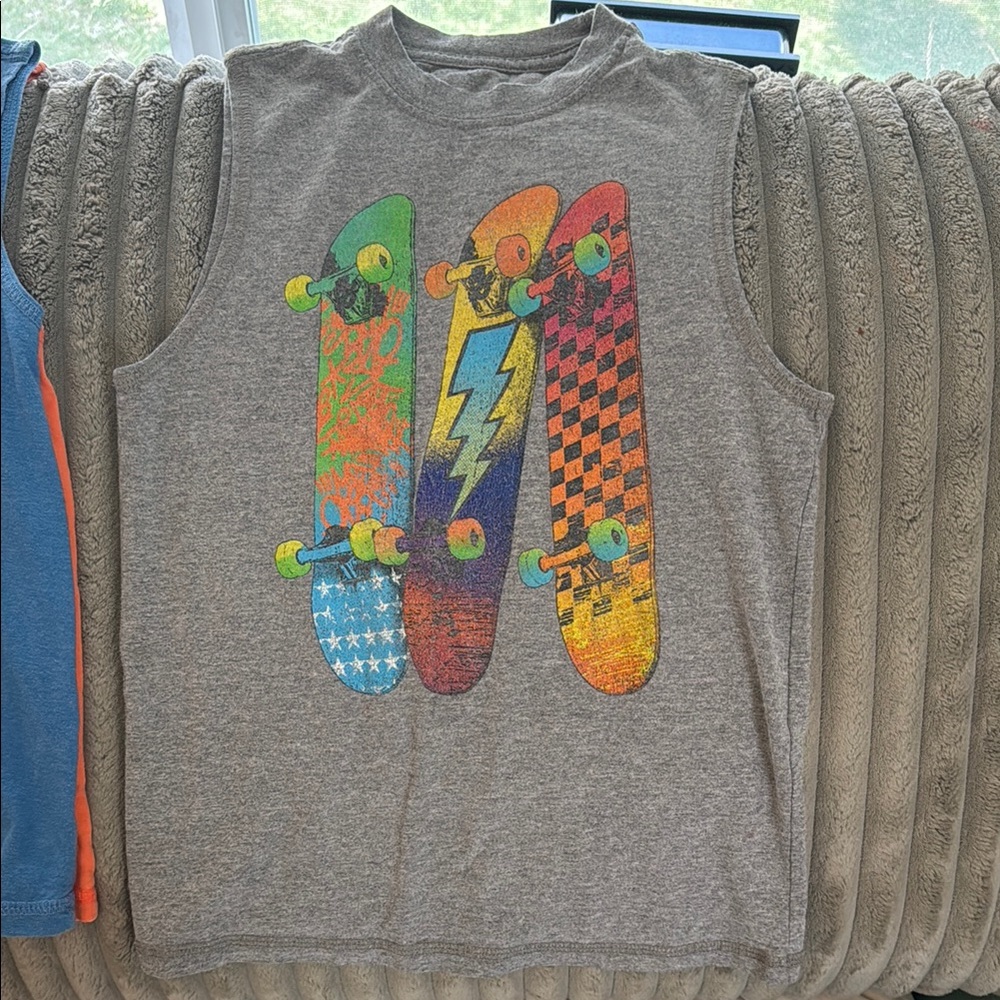 Gray Kids' Skateboard Graphic Tank Top